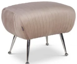 Casa Padrino Luxus Sitzhocker Champagnerfarben / Silber 57 x 45 x H. 46 cm - Samt Hocker mit Edelstahl Beinen - Luxus Möbel