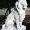 Casa Padrino Luxus Skulptur Sitzender Löwe 52 x 102 x H. 140 cm - Prunkvolle Gartendeko Figur