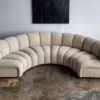 Casa Padrino Luxus Sofa Beige 330 x 170 x H. 76 cm - Gebogenes Wohnzimmer Sofa - Halbrundes Sofa - Wohnzimmer Möbel - Hotel Möbel - Luxus Möbel - Luxus Einrichtung - Wohnzimmer Einrichtung