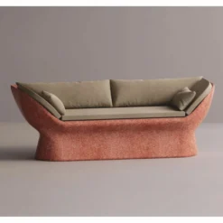 Casa Padrino Luxus Sofa Beige / Rot 200 cm - Wetterfestes Beton Sofa
