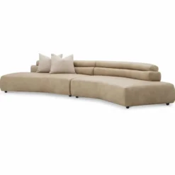 Casa Padrino Luxus Sofa Beige / Schwarz 399 cm - Luxus Hotel Möbel