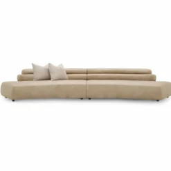 Casa Padrino Luxus Sofa Beige / Schwarz 399 cm - Luxus Hotel Möbel