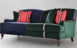 Casa Padrino Luxus Sofa Blau / Grün / Rot / Weiß / Braun 206,5 x 100 x H. 87 cm - Wohnzimmer Sofa - Hotel Sofa - Wohnzimmer Möbel - Wohnzimmer Einrichtung - Hotel Möbel - Luxus Möbel