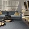 Casa Padrino Luxus Sofa Blau / Grau / Schwarz 308 x 106 x H. 83 cm - Wohnzimmer Sofa - Hotel Sofa - Wohnzimmer Möbel - Wohnzimmer Einrichtung - Hotel Möbel - Luxus Möbel - Luxus Einrichtung