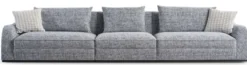 Casa Padrino Luxus Sofa Blau / Grau / Schwarz 308 x 106 x H. 83 cm - Wohnzimmer Sofa - Hotel Sofa - Wohnzimmer Möbel - Wohnzimmer Einrichtung - Hotel Möbel - Luxus Möbel - Luxus Einrichtung