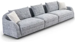 Casa Padrino Luxus Sofa Blau / Grau / Schwarz 308 x 106 x H. 83 cm - Wohnzimmer Sofa - Hotel Sofa - Wohnzimmer Möbel - Wohnzimmer Einrichtung - Hotel Möbel - Luxus Möbel - Luxus Einrichtung