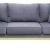 Casa Padrino Luxus Sofa Blau / Matt Gold 224 x 80 x H. 88 cm - Wohnzimmer Sofa - Hotel Sofa - Wohnzimmer Möbel - Wohnzimmer Einrichtung - Hotel Möbel - Luxus Möbel - Luxus Einrichtung