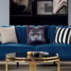 Casa Padrino Luxus Sofa Blau / Schwarz / Gold 240 x 100 x H. 85 cm - Modernes Wohnzimmer Sofa - Luxus Wohnzimmer Möbel