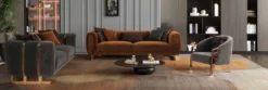 Casa Padrino Luxus Sofa Braun / Kupfer 240 x 100 x H. 60 cm - Wohnzimmer Sofa - Hotel Sofa - Wohnzimmer Möbel - Hotel Möbel - Luxus Möbel - Luxus Einrichtung