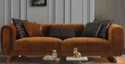 Casa Padrino Luxus Sofa Braun / Kupfer 240 x 100 x H. 60 cm - Wohnzimmer Sofa - Hotel Sofa - Wohnzimmer Möbel - Hotel Möbel - Luxus Möbel - Luxus Einrichtung
