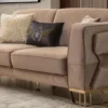 Casa Padrino Luxus Sofa Braun / Gold 230 x 90 x H. 77 cm - Wohnzimmer Sofa - Hotel Sofa - Wohnzimmer Möbel - Hotel Möbel - Luxus Möbel - Wohnzimmer Einrichtung - Luxus Einrichtung