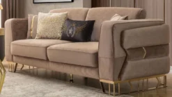 Casa Padrino Luxus Sofa Braun / Gold 230 x 90 x H. 77 cm - Wohnzimmer Sofa - Hotel Sofa - Wohnzimmer Möbel - Hotel Möbel - Luxus Möbel - Wohnzimmer Einrichtung - Luxus Einrichtung