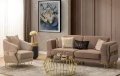 Casa Padrino Luxus Sofa Braun / Gold 230 x 90 x H. 77 cm - Wohnzimmer Sofa - Hotel Sofa - Wohnzimmer Möbel - Hotel Möbel - Luxus Möbel - Wohnzimmer Einrichtung - Luxus Einrichtung