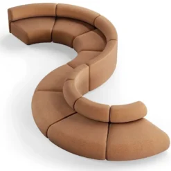 Casa Padrino Luxus Sofa Braun 590 x 340 x H. 72 cm - Gebogenes Modulares 8 Teiliges Sofa - Hotel Sofa - Wohnzimmer Möbel - Hotel Möbel - Luxus Möbel