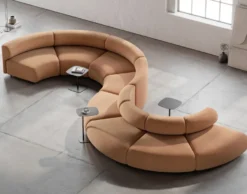 Casa Padrino Luxus Sofa Braun 590 x 340 x H. 72 cm - Gebogenes Modulares 8 Teiliges Sofa - Hotel Sofa - Wohnzimmer Möbel - Hotel Möbel - Luxus Möbel