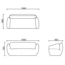 Casa Padrino Luxus Sofa 184 cm - Verschiedene Farben - Hotel & Büro Möbel