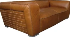 Casa Padrino Luxus Sofa Columbia Braun 228 x 112 x H. 67 cm - Echtleder Möbel im englischen Stil