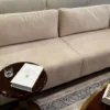 Casa Padrino Luxus Sofa Creme / Braun / Gold 247 x 100 x H. 70 cm - Wohnzimmer Sofa - Hotel Sofa - Wohnzimmer Möbel - Hotel Möbel - Luxus Möbel - Luxus Einrichtung - Wohnzimmer Einrichtung