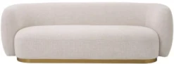 Casa Padrino Luxus Sofa Creme / Messing 223 x 96 x H. 71 cm - Wohnzimmer Sofa - Hotel Sofa - Wohnzimmer Möbel - Hotel Möbel - Luxus Möbel - Luxus Einrichtung - Wohnzimmer Einrichtung