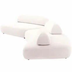 Casa Padrino Luxus Sofa Cremeweiß / Schwarz - Modulares 2-Teiliges Wohnzimmer Sofa