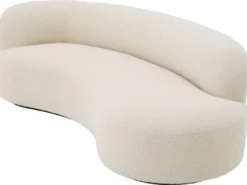 Casa Padrino Luxus Sofa Creme / Schwarz 230 x 110 x H. 68 cm - Gebogenes Wohnzimmer Sofa - Hotel Sofa - Luxus Qualität