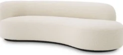 Casa Padrino Luxus Sofa Creme / Schwarz 230 x 110 x H. 68 cm - Gebogenes Wohnzimmer Sofa - Hotel Sofa - Luxus Qualität