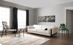 Casa Padrino Luxus Sofa Cremeweiß / Matt Schwarz / Kupfer 260 x 107 x H. 78 cm - Wohnzimmer Sofa - Hotel Sofa - Wohnzimmer Möbel - Hotel Möbel - Luxus Möbel - Luxus Einrichtung