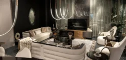 Casa Padrino Luxus Sofa Creme / Grau / Schwarz / Gold 275 x 95 x H. 80 cm - Wohnzimmer Sofa - Hotel Sofa - Wohnzimmer Möbel - Wohnzimmer Einrichtung - Hotel Möbel - Luxus Möbel - Luxus Einrichtung