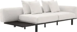 Casa Padrino Luxus Sofa Creme / Bronze 233 x 104 x H. 60,5 cm - Modernes Wohnzimmer Sofa Rechte Seite - Hotel Sofa - Luxus Qualität
