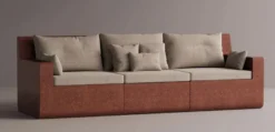Casa Padrino Luxus Sofa Creme / Braun 270 cm - Modulares Wetterfestes Beton Sofa