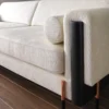 Casa Padrino Luxus Sofa Cremeweiß / Matt Schwarz / Kupfer 220 x 107 x H. 78 cm - Wohnzimmer Sofa - Hotel Sofa - Wohnzimmer Möbel - Hotel Möbel - Luxus Möbel - Luxus Einrichtung
