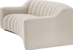 Casa Padrino Luxus Sofa Creme / Schwarz 234 x 96 x H. 76,5 cm - Leicht gebogenes Wohnzimmer Sofa - Hotel Sofa - Luxus Qualität