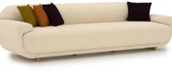 Casa Padrino Luxus Sofa Creme / Beige 250 x 105 x H. 70 cm - Wohnzimmer Sofa - Hotel Sofa - Wohnzimmer Möbel - Hotel Möbel - Luxus Möbel - Luxus Einrichtung - Wohnzimmer Einrichtung