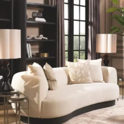 Casa Padrino Luxus Sofa Creme / Schwarz 250 cm - Wohnzimmer & Hotel Möbel