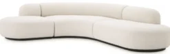 Casa Padrino Luxus Sofa Cremefarben / Schwarz 290 x 250 x H. 70 cm - Gebogenes Wohnzimmer Sofa - Wohnzimmer Möbel - Luxus Kollektion