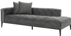 Casa Padrino Luxus Sofa Dunkelgrau Linksseitig 220 x 96 x H. 66 cm - Hotel Möbel
