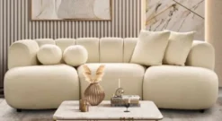 Casa Padrino Luxus Sofa Elfenbein 230 x 95 x H. 75 cm - Wohnzimmer Sofa - Hotel Sofa - Wohnzimmer Möbel - Hotel Möbel - Luxus Möbel - Luxus Einrichtung - Wohnzimmer Einrichtung