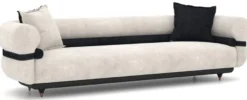 Casa Padrino Luxus Sofa Grau / Blau / Schwarz / Kupfer 260 x 88 x H. 65 cm - Wohnzimmer Sofa - Hotel Sofa - Wohnzimmer Möbel - Hotel Möbel - Luxus Möbel - Luxus Einrichtung