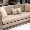 Casa Padrino Luxus Sofa Grau / Braun / Gold - Wohnzimmer Sofa - Hotel Sofa - Wohnzimmer Möbel - Hotel Möbel - Luxus Möbel