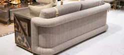 Casa Padrino Luxus Sofa Grau / Braun / Gold - Wohnzimmer Sofa - Hotel Sofa - Wohnzimmer Möbel - Hotel Möbel - Luxus Möbel