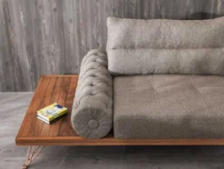 Casa Padrino Luxus Sofa Grau / Braun / Kupfer 270 x 100 x H. 65 cm - Wohnzimmer Sofa mit verstellbaren Rückenlehnen - Wohnzimmer Möbel - Hotel Möbel - Luxus Möbel