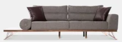 Casa Padrino Luxus Sofa Grau / Braun / Kupfer 270 x 100 x H. 65 cm - Wohnzimmer Sofa mit verstellbaren Rückenlehnen - Wohnzimmer Möbel - Hotel Möbel - Luxus Möbel