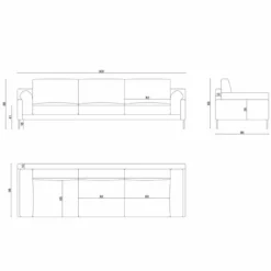 Casa Padrino Luxus Sofa Grau 300 cm - Luxus Wohnzimmer & Hotel Möbel