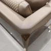 Casa Padrino Luxus Sofa Grau / Dunkelbraun / Kupfer - Wohnzimmer Sofa - Hotel Sofa - Wohnzimmer Möbel - Hotel Möbel - Luxus Möbel - Wohnzimmer Einrichtung - Luxus Einrichtung - Luxus Qualität
