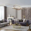Casa Padrino Luxus Sofa Grau / Gold 230 x 90 x H. 77 cm - Wohnzimmer Sofa - Hotel Sofa - Wohnzimmer Möbel - Hotel Möbel - Luxus Möbel - Wohnzimmer Einrichtung - Luxus Einrichtung
