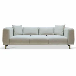 Casa Padrino Luxus Sofa Grau / Messing 240 cm - Wohnzimmer & Hotel Interior