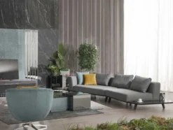 Casa Padrino Luxus Sofa Grau / Schwarz 357 x 120 x H. 65 cm - Gebogenes Wohnzimmer Sofa - Hotel Sofa - Wohnzimmer Möbel - Hotel Möbel - Luxus Möbel - Luxus Einrichtung