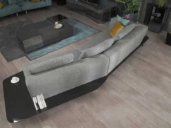 Casa Padrino Luxus Sofa Grau / Schwarz 357 x 120 x H. 65 cm - Gebogenes Wohnzimmer Sofa - Hotel Sofa - Wohnzimmer Möbel - Hotel Möbel - Luxus Möbel - Luxus Einrichtung
