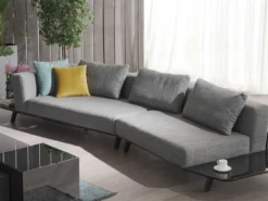 Casa Padrino Luxus Sofa Grau / Schwarz 357 x 120 x H. 65 cm - Gebogenes Wohnzimmer Sofa - Hotel Sofa - Wohnzimmer Möbel - Hotel Möbel - Luxus Möbel - Luxus Einrichtung