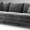 Casa Padrino Luxus Sofa Grau / Schwarz 240 x 98 x H. 60 cm - Wohnzimmer Sofa mit edlem Samtstoff - Luxus Wohnzimmer Möbel